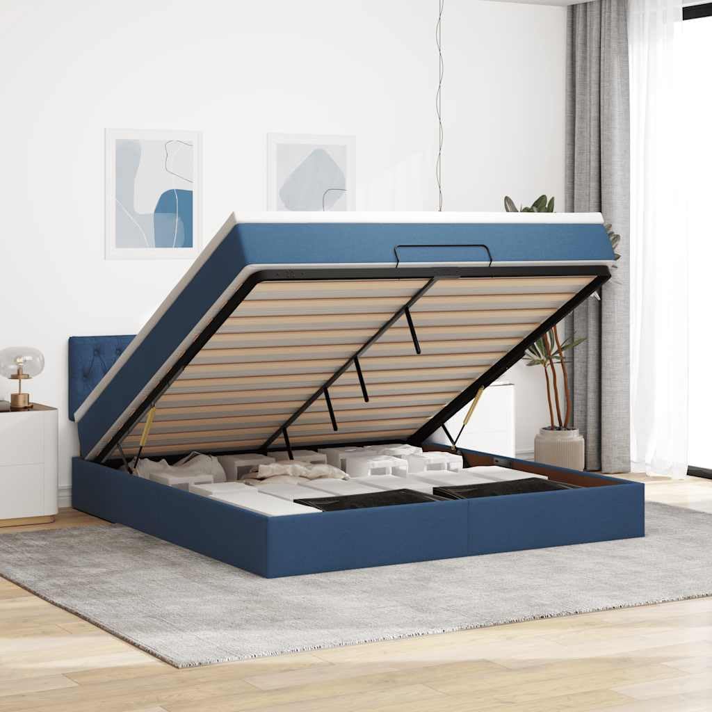 vidaXL Pouf Letto con Materasso e LED Blu 180x200cm in Tessuto