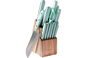 Martha Stewart Knife Set with Block: 14 Piece High Carbon Stainless Steel Cutlery