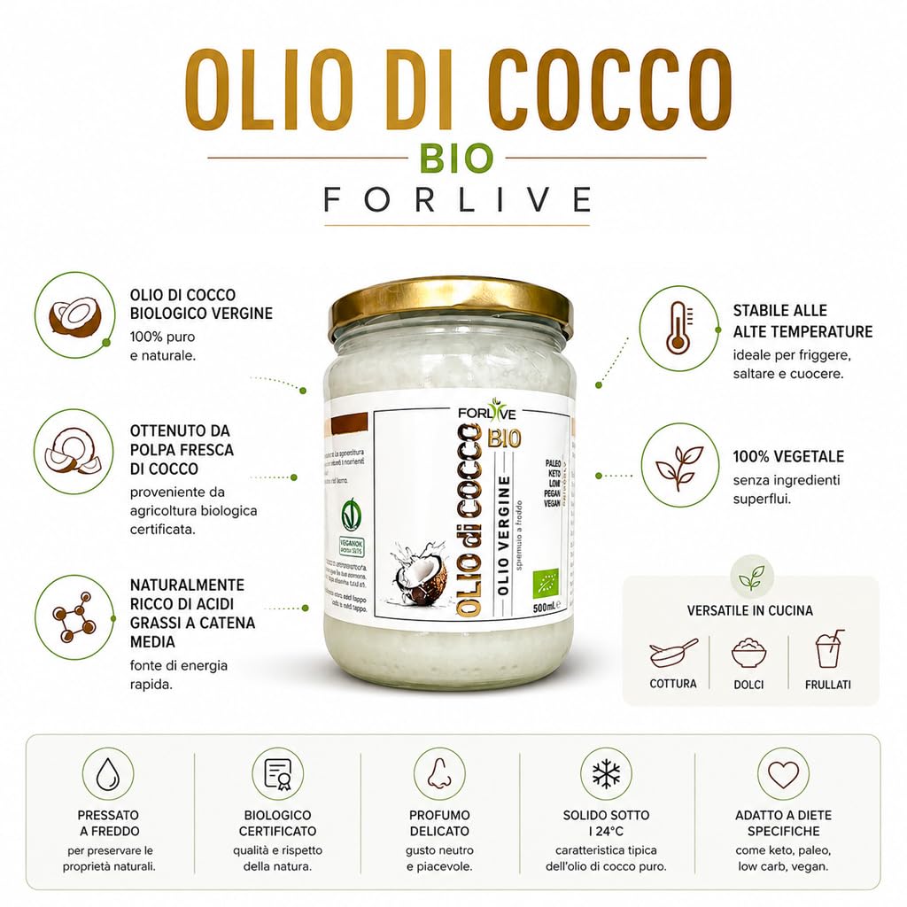Olio di Cocco 500 ml 2 PEZZI CONFEZIONE RISPARMIO