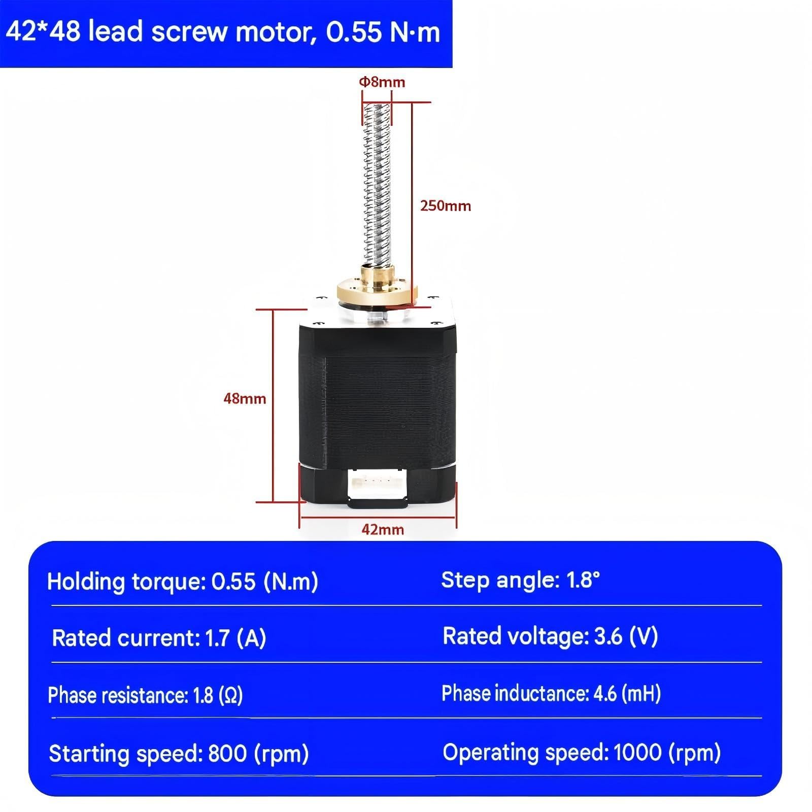 42BYGH48 NEMA 17 Schrittmotor 48 mm mit Leitspindel 250 cnc
