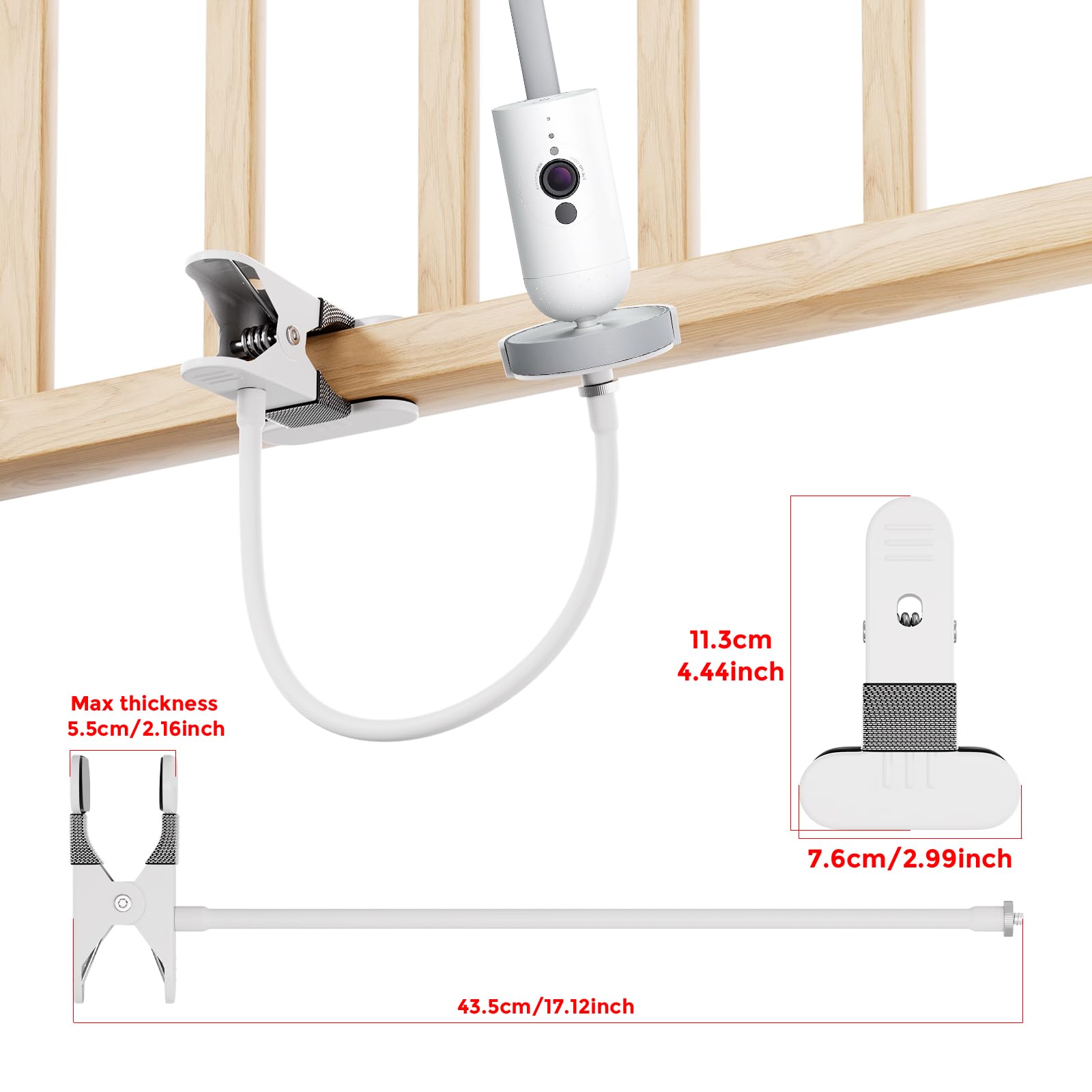 Soporte para cámara de bebé compatible con Philips Avent SCD923/26, SCD921/26, SCD643/26, SCD951/26 – Soporte flexible sin taladrar, fácil montaje para cuna y estantería