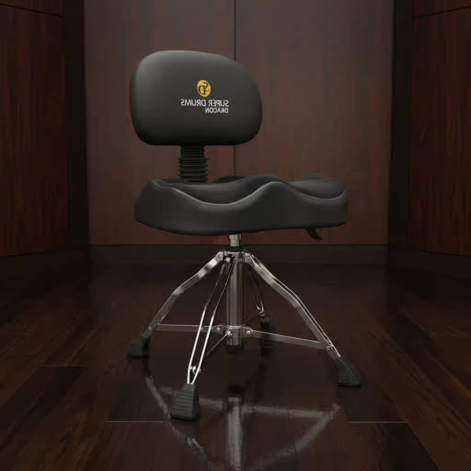 TISHITA Asiento de Batería Ajustable Trono de Batería Silla para Baterista Taburete de Batería con Base Firme y Acolchado en PU, SD Tambor C Silla Ergonómica Ajustable con Respaldo De Presión De Aire