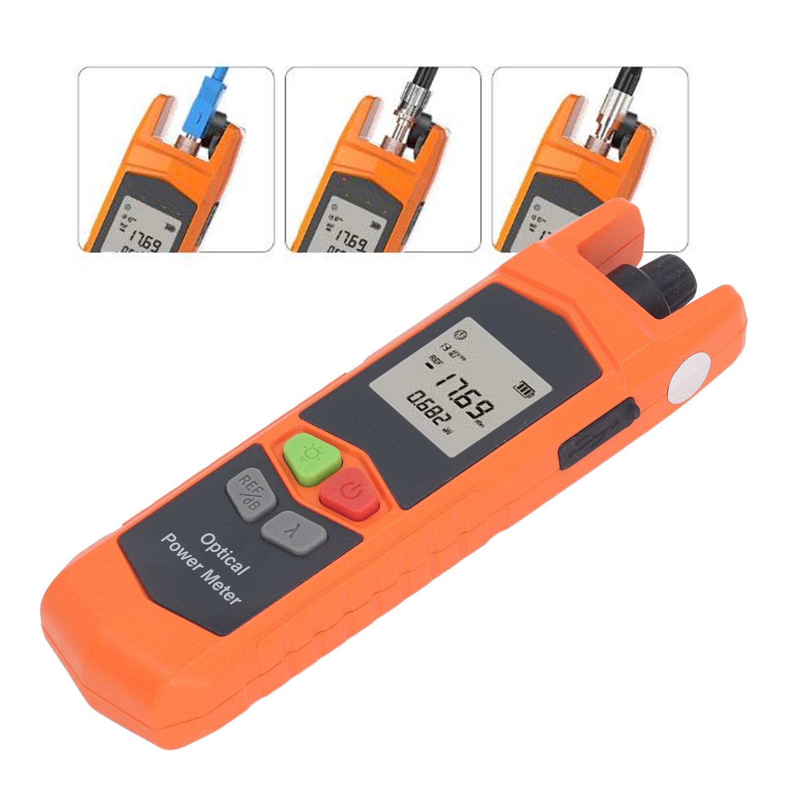 Denash Glasfaser-Leistungsmesser, Hochpräziser Glasfaserkabeltester mit LED-Licht, Schnelle Reaktion, Tragbar mit 2,5-mm-Universalschnittstelle, für FC SC ST Universalschnittstelle