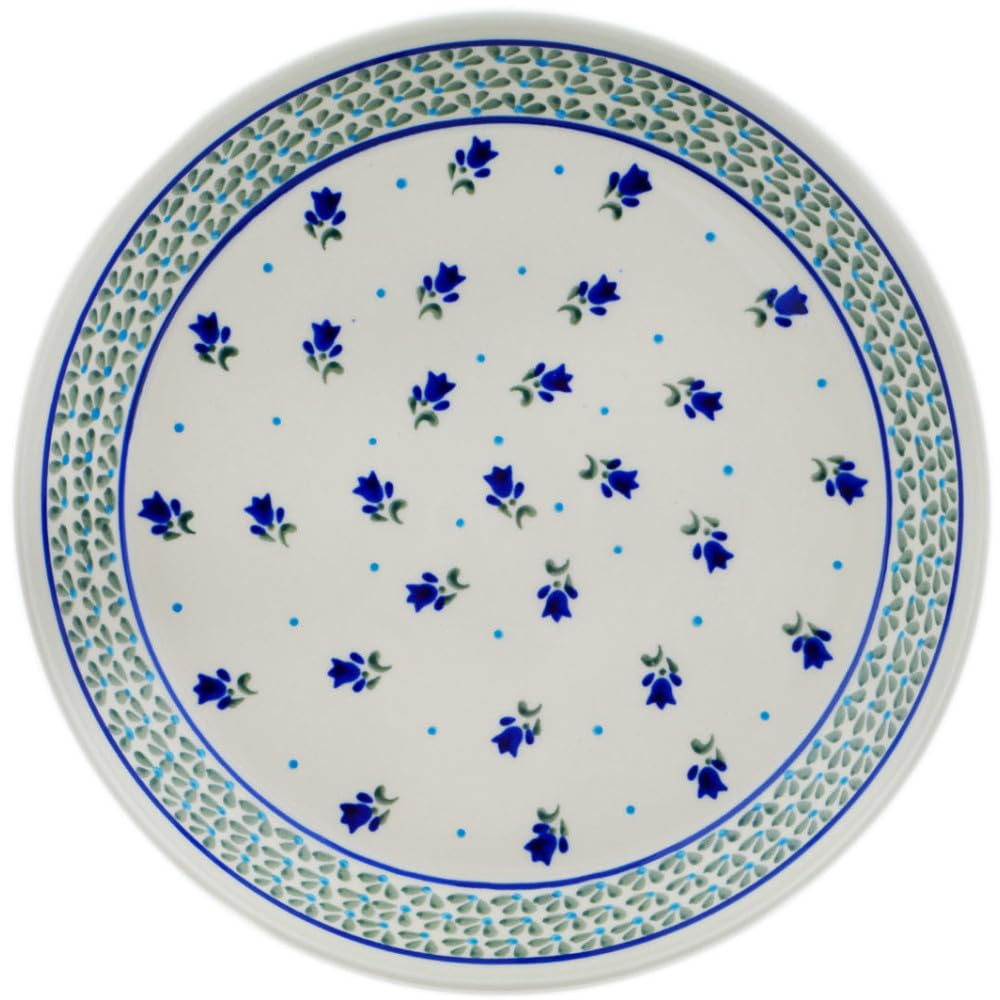Authentic Polish Pottery Pie Dish in Subtle Tulips Design Handmade in Boles?awiec Poland + Certificate of Authenticity