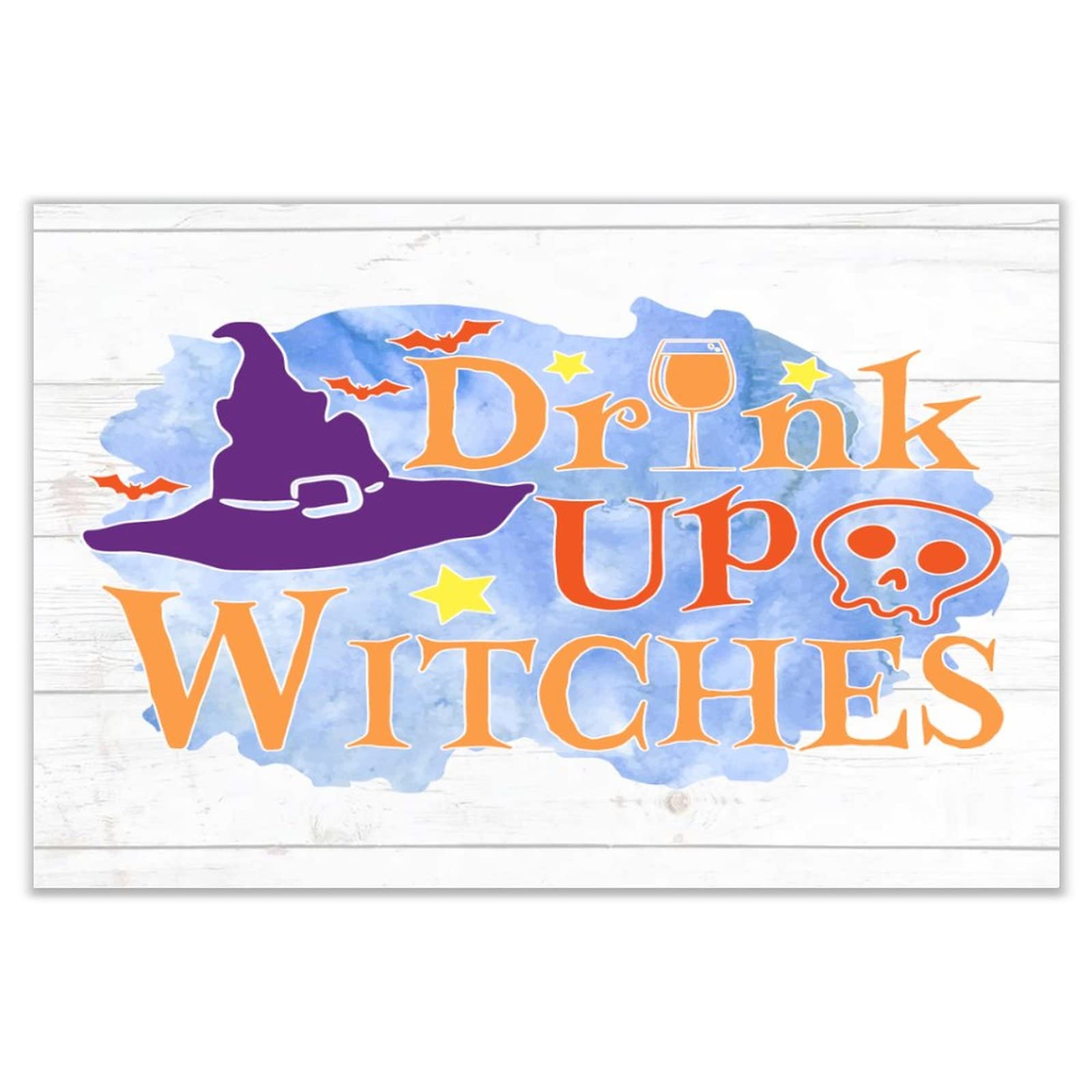 Plaque en bois Drink Up Witch 30,5x45,7 cm robuste pour table de salon