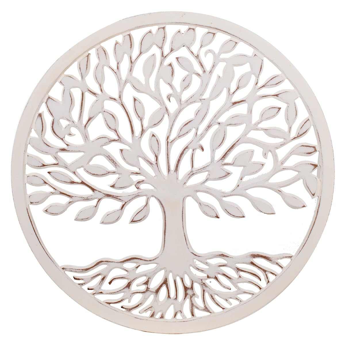 BY SIGRIS ORIGEN Home Decor Adorno Placas De Madera | Adorno Pared Jardín Blanco Redondo - 1x30x30cm