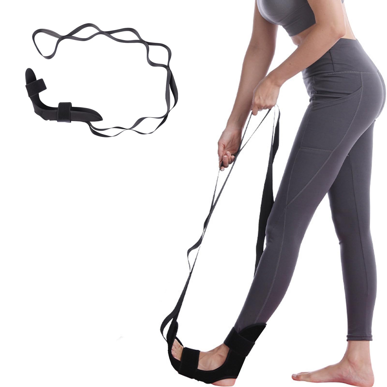 Calf Stretcher and Foot Stretcher for Plantar Fasciitis,LIHUUIZEYU Ideal for Physical Therapy and Achilles Tendonitis Relief, Perfect for Yoga, Dancers,Gymnastics, and Flexibility Training(Black)