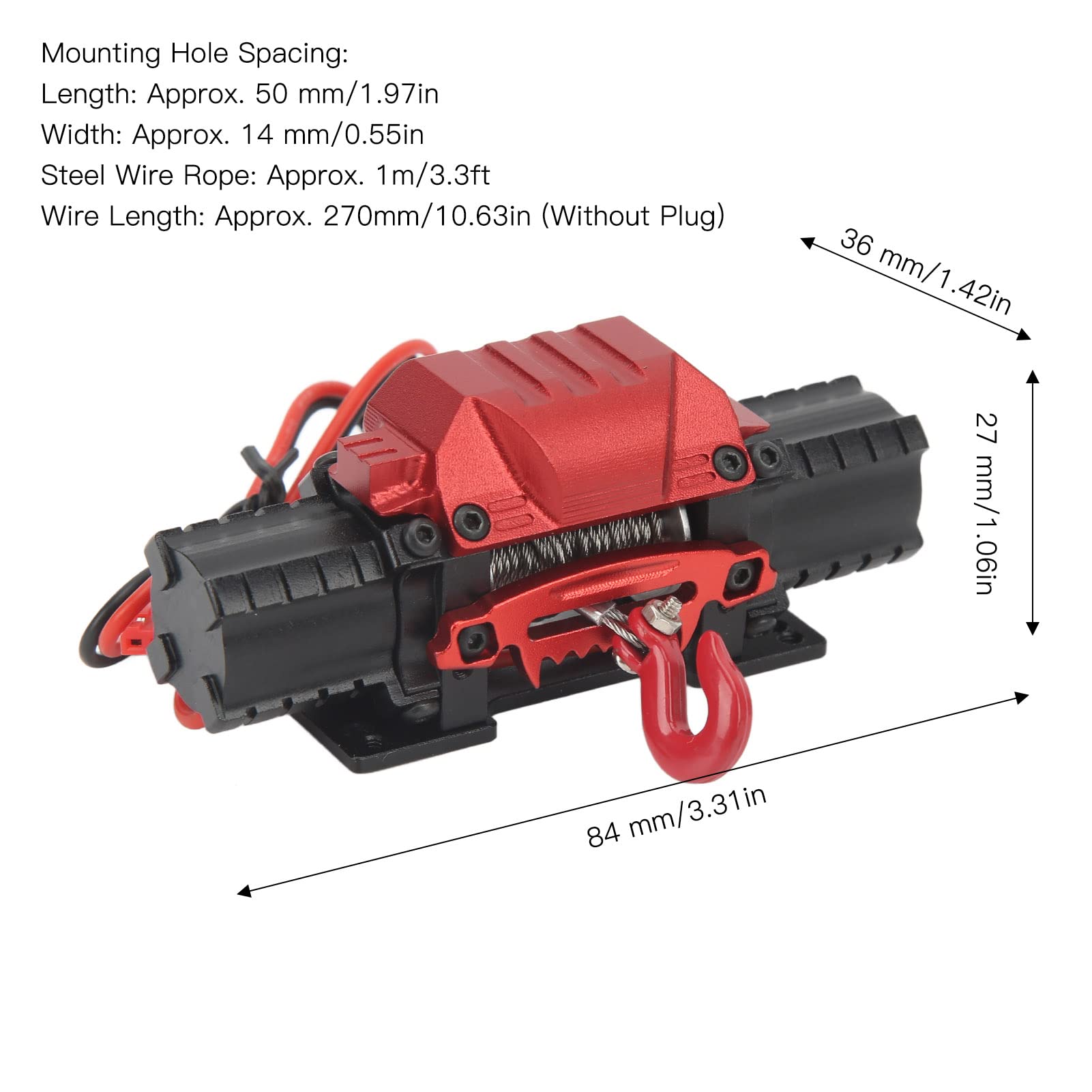 RC Auto Winch, Doppelmotor Seilwinde mit 10kg Zugkraft für RC Auto - Aluminium Konstruktion kompatibel mit Crawler und Geländewagen (Schwarz)