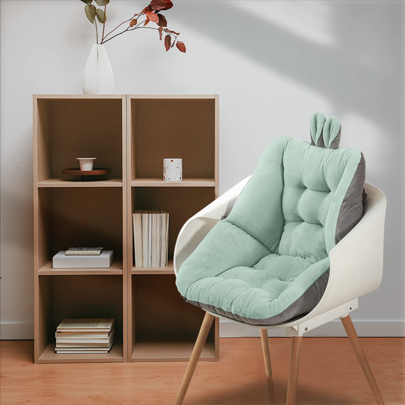 Coussin de Siège avec Dossier Coussin Coccyx Anti Escarres Ergonomique pour Soulager Les Maux de Dos Coussins de Chaises Bureau Voiture Coussin Assise Sol (Vert, 45x45cm)