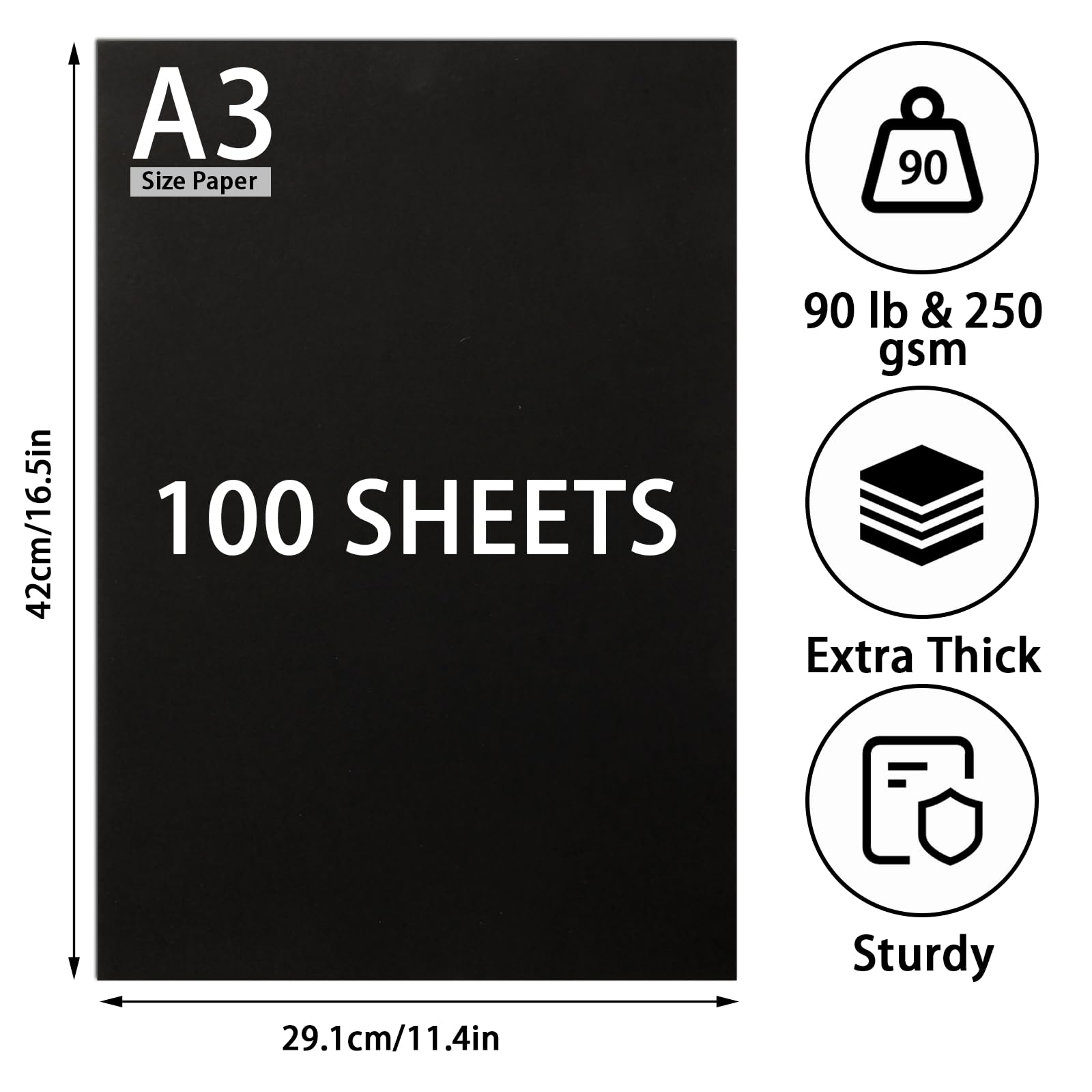 A4 White/Black Kraft Card 250gsm Thick Printer Copier Paper Cardboard