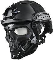 Vista 7 de Máscara táctica Máscara protectora de cara completa con gorro transparente Máscara de calavera Diseño de uso de doble modo Correa ajustable
