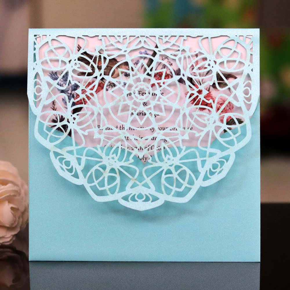 Cartes d'invitation de mariage découpées au laser vierges pour personnaliser vos faire-part