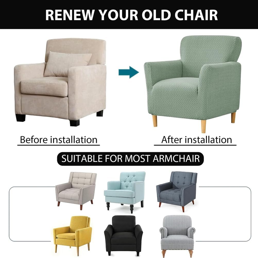 Mid Century Luxury Knitted Armchair Slipcovers, Stretch Armchairs Covers Couch Slipcover for Chairs Protectors for Living Room Bedroom Furniture,Blue