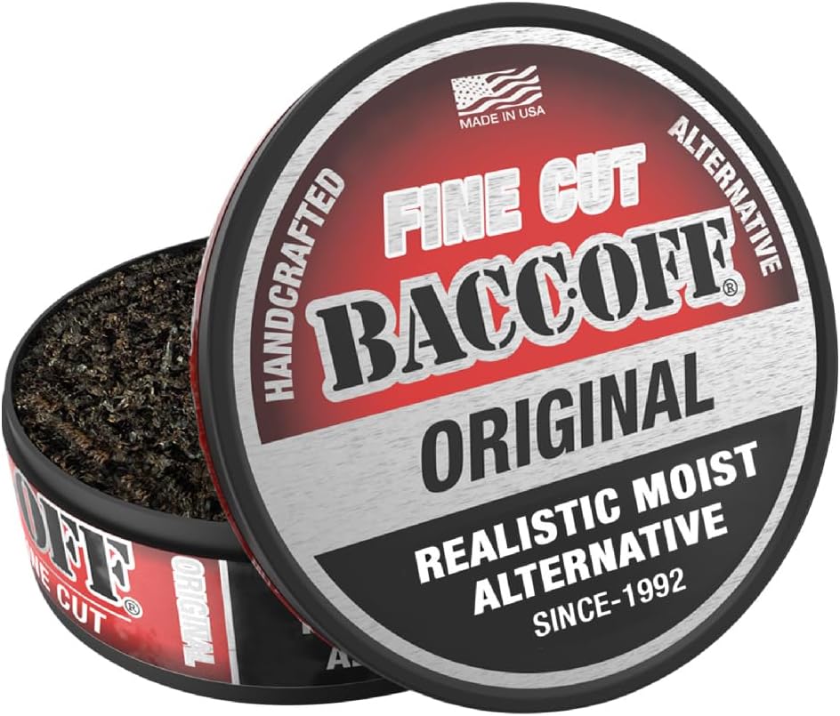 1 Can, BaccOff Original Fine Cut, Black Tea Base with Bold, Smoky Flavors