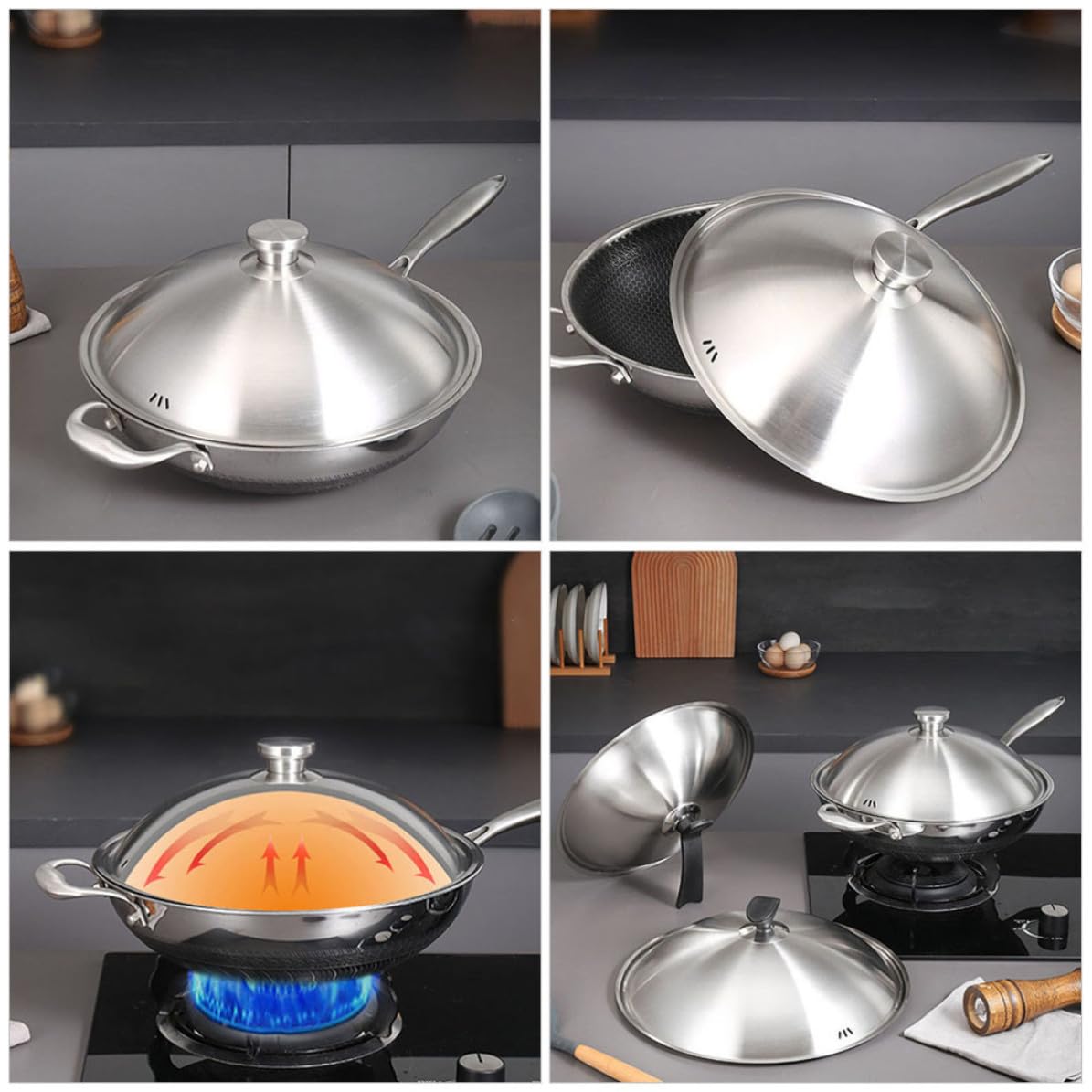 Coperchio in Acciaio Inox per Pentole e Padelle 34-36cm