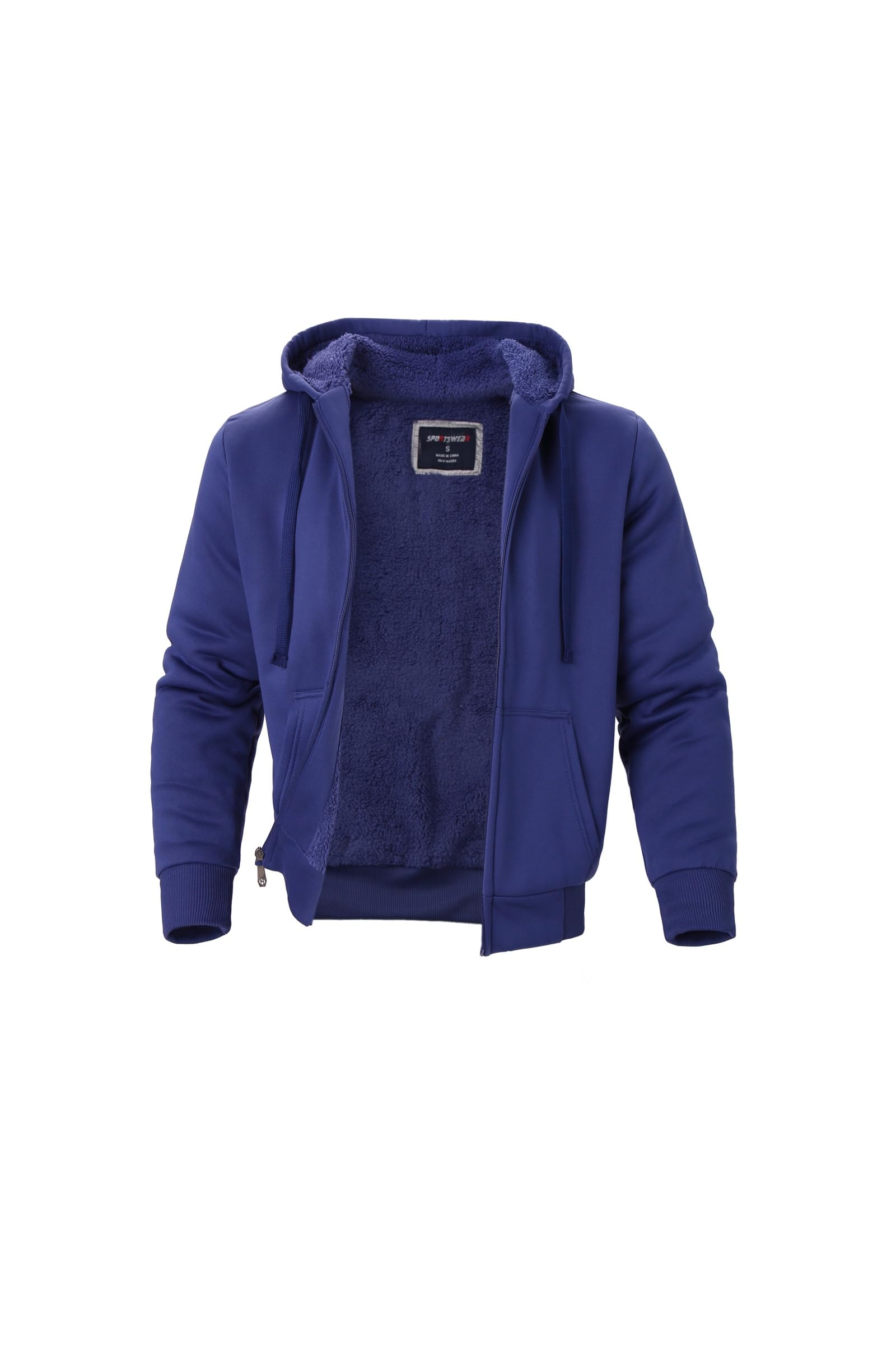 LeeHanTon Heavyweight Hoodies for Men Jackets Comfy Sherpa Lined Zip Up Hoodie Coats with Pockets Outerwear