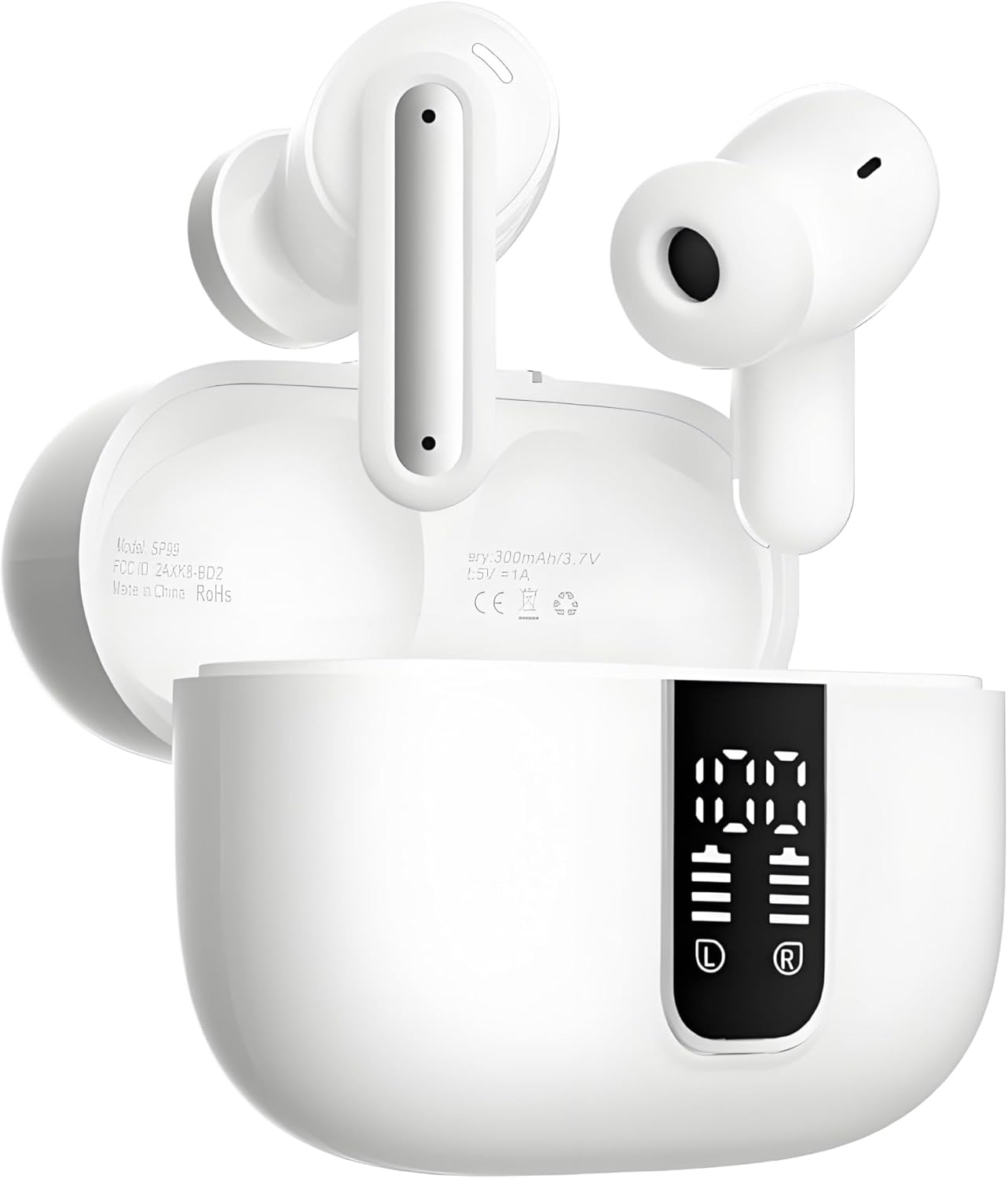 Wireless Earbuds Bluetooth 5.4 with 40Hrs Playtime & LED Display | in-Ear Headphones, 83% Bass Boost for Immersive Sound, 4-Mic ENC Call Noise Cancelling, IPX7 Waterproof, USB-C(White) Wireless Earbuds Bluetooth 5.4 with 40Hrs Playtime & LED Display | in-Ear Headphones, 83% Bass Boost for Immersive Sound, 4-Mic ENC Call Noise Cancelling, IPX7 Waterproof, USB-C(White)