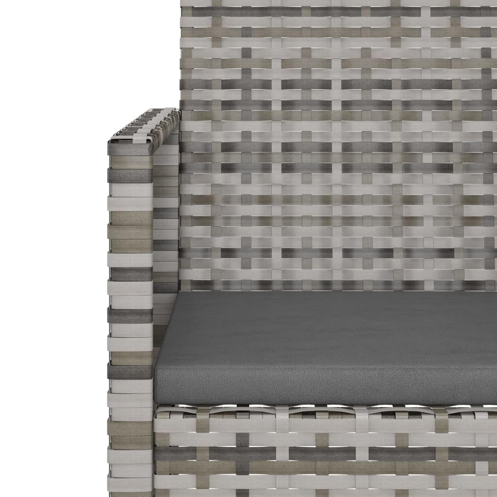 Poltrona da Giardino in Polyrattan Grigio con Cuscino | Sedia da esterno compatta con telaio in acciaio e morbida imbottitura per arredare balcone, terrazzo e portico.