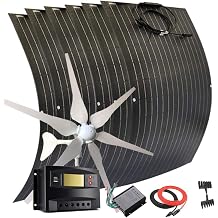 1000W Solar Wind Hybrid System for Camping Car400W Wind Turbine Generator/6pcs 100W etfe Flexible Solar Panels Monocrystalline/50A Charge Controller/Cable/Connector