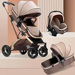 Travel de System Reverse, Carrinho 3 em 1 com Descanso E Portátil, Capota Retrátil, Carrinho de Berço Passeio Reversível, Reclinável Vira Berço Alça Reversível