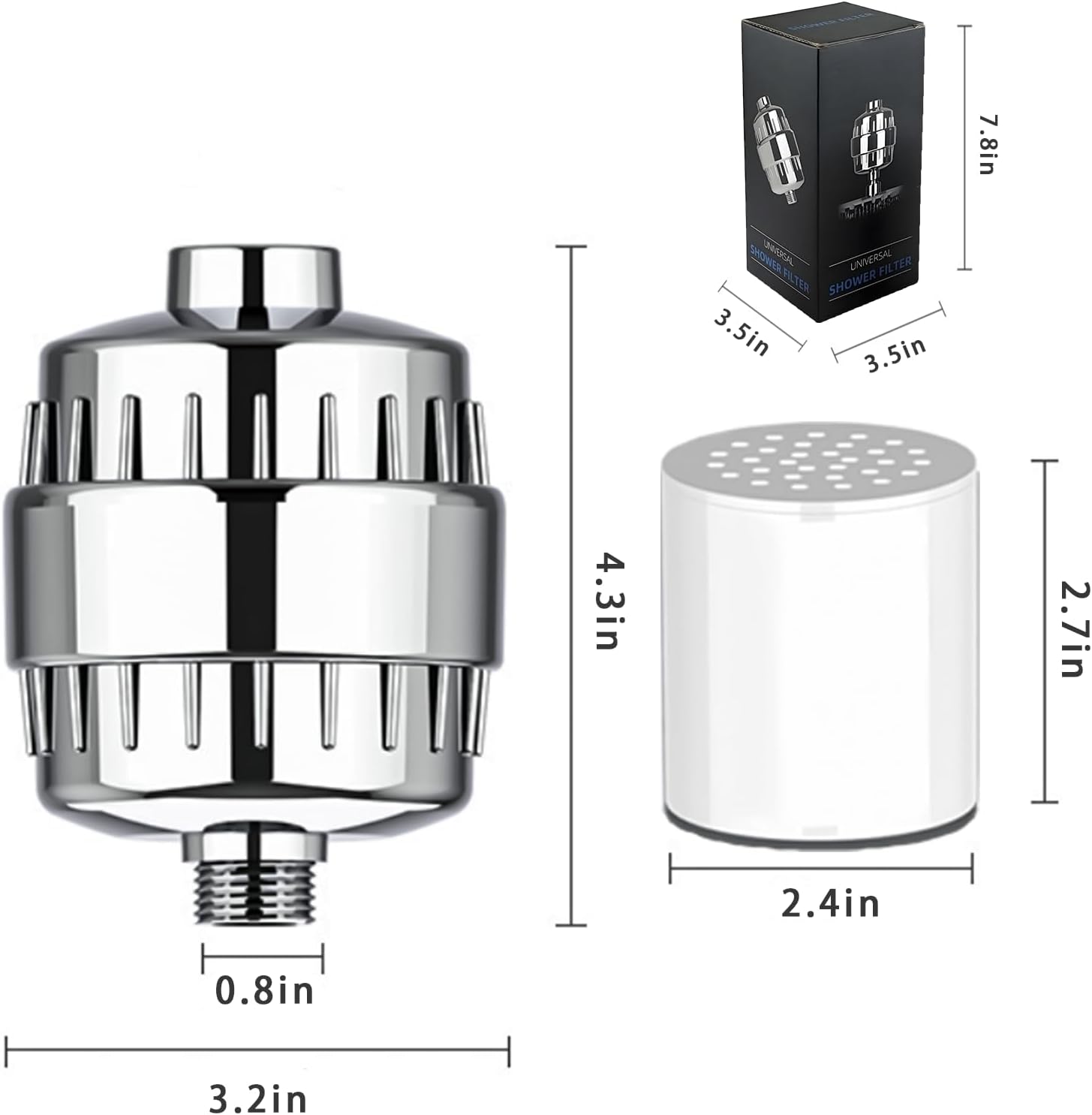 Shower head Filter,20 Level Composite Filter System,Used to Remove Chlorine and Dirt From Hard Water,Significantly Improving the Condition of Skin and Hair(Filter)