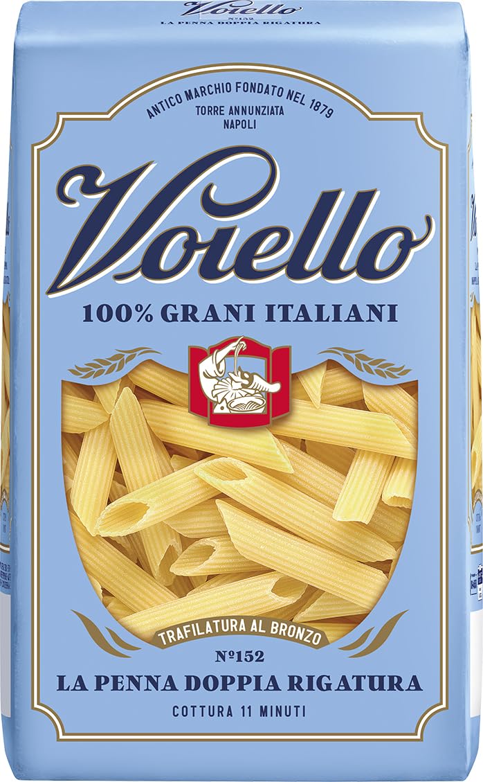 Voiello Pasta Penne Rigate n.152, 500g, Grani 100% Italiani, Trafilatura Al Bronzo