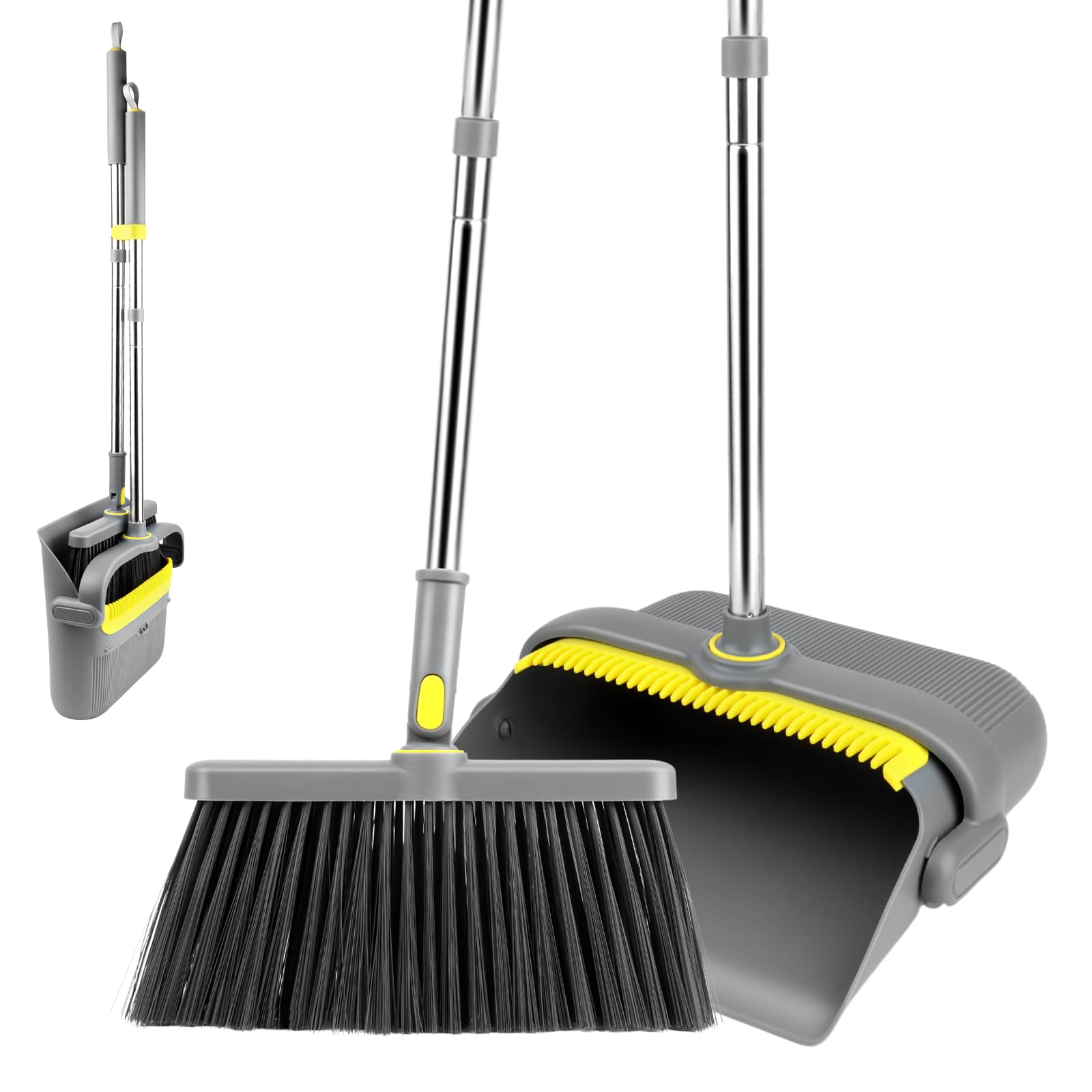 TOSAVGA Recogedor Plegable, Escoba Mango Largo, 180 Grados Giratorio, para Interior Cocina