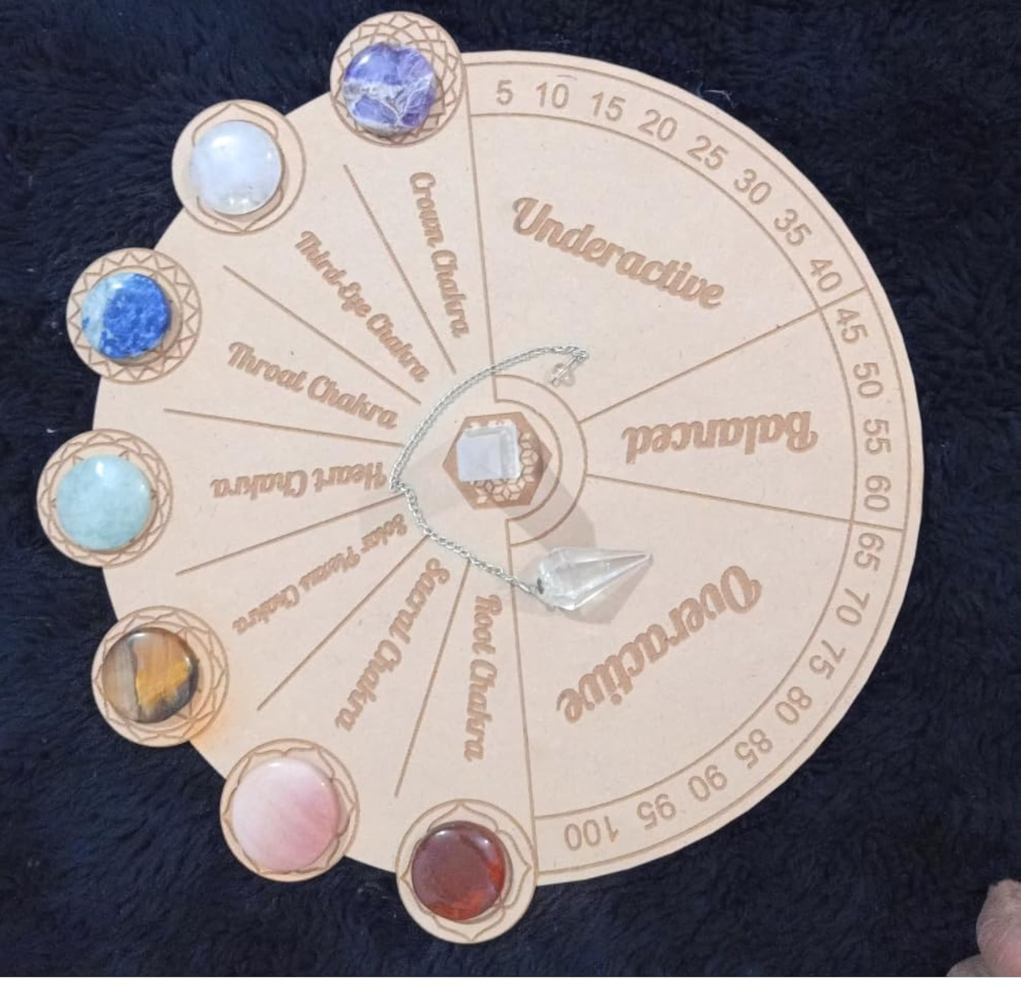 AM STONE Sevenchakra Wooden Grid Plate for Meditation