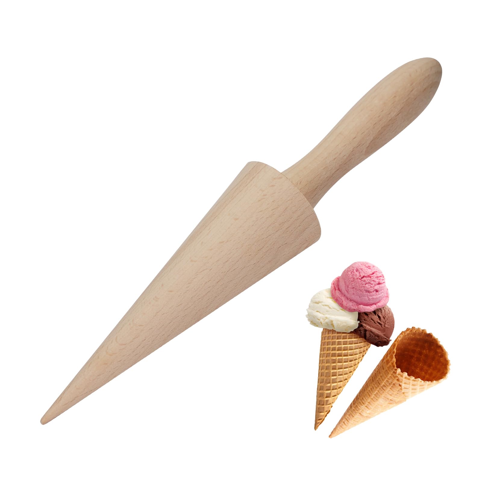 Wood Cone Roller Pizzelle Roller Ice Cream Cone Roller Mold Natural Waffle Cone Roller Wooden Mini Waffle Cones Pastry Decorating Baking Pastry Tool Cone Mold Pizzelle Makers Pastry Roller