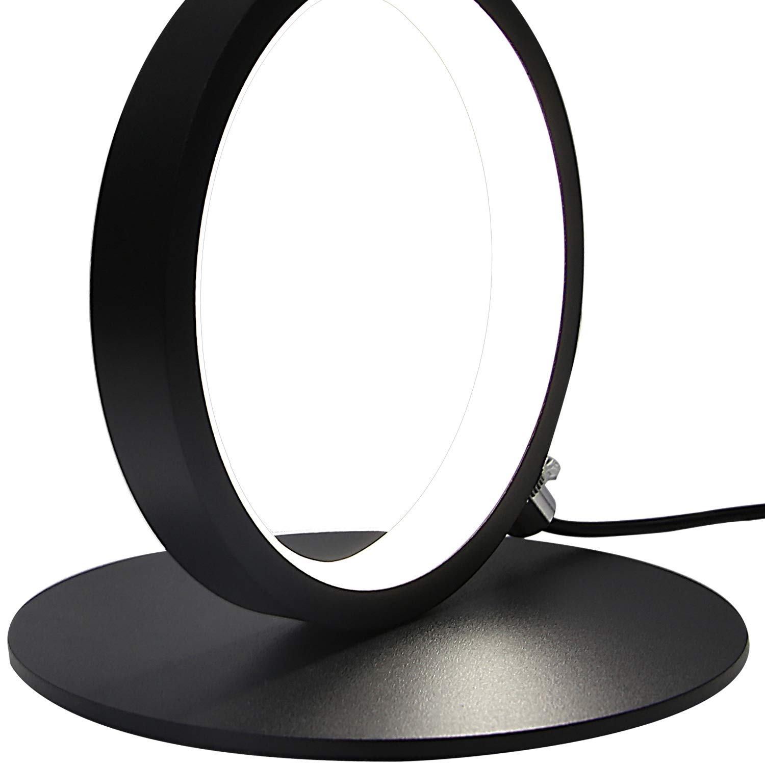 GBLY 2x LED Tischlampe Dimmar Modern Nachttischlampe Schwarz | Schreibtischlampe in Ringform aus Aluminium 12W Deko Nachtlampe mit 2 9M Kabel und EU Stecker Schlafzimmer Wohnzimmer Büro