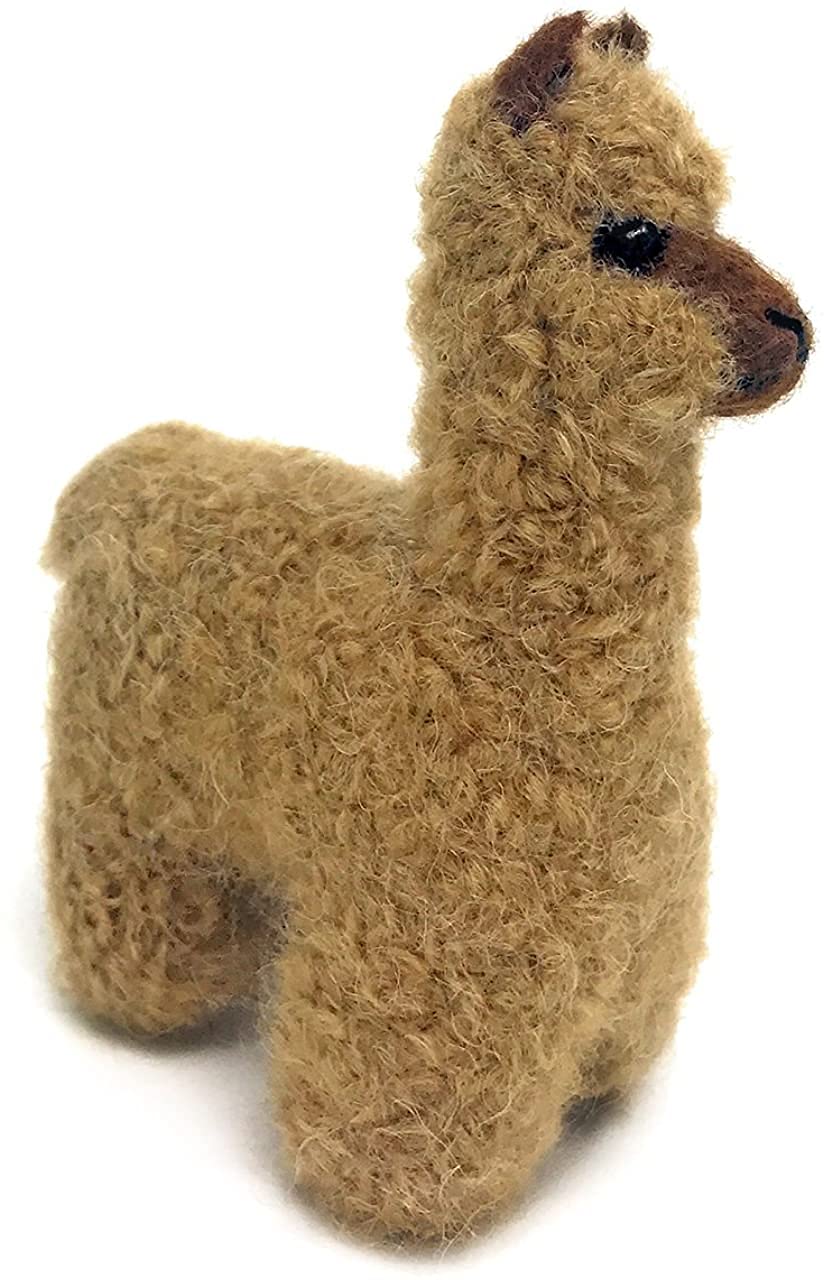 Inca Fashions Felted Lifelike Alpaca Figure & Ornament, Handmade from 100% Alpaca Wool Yarn (Fawn)