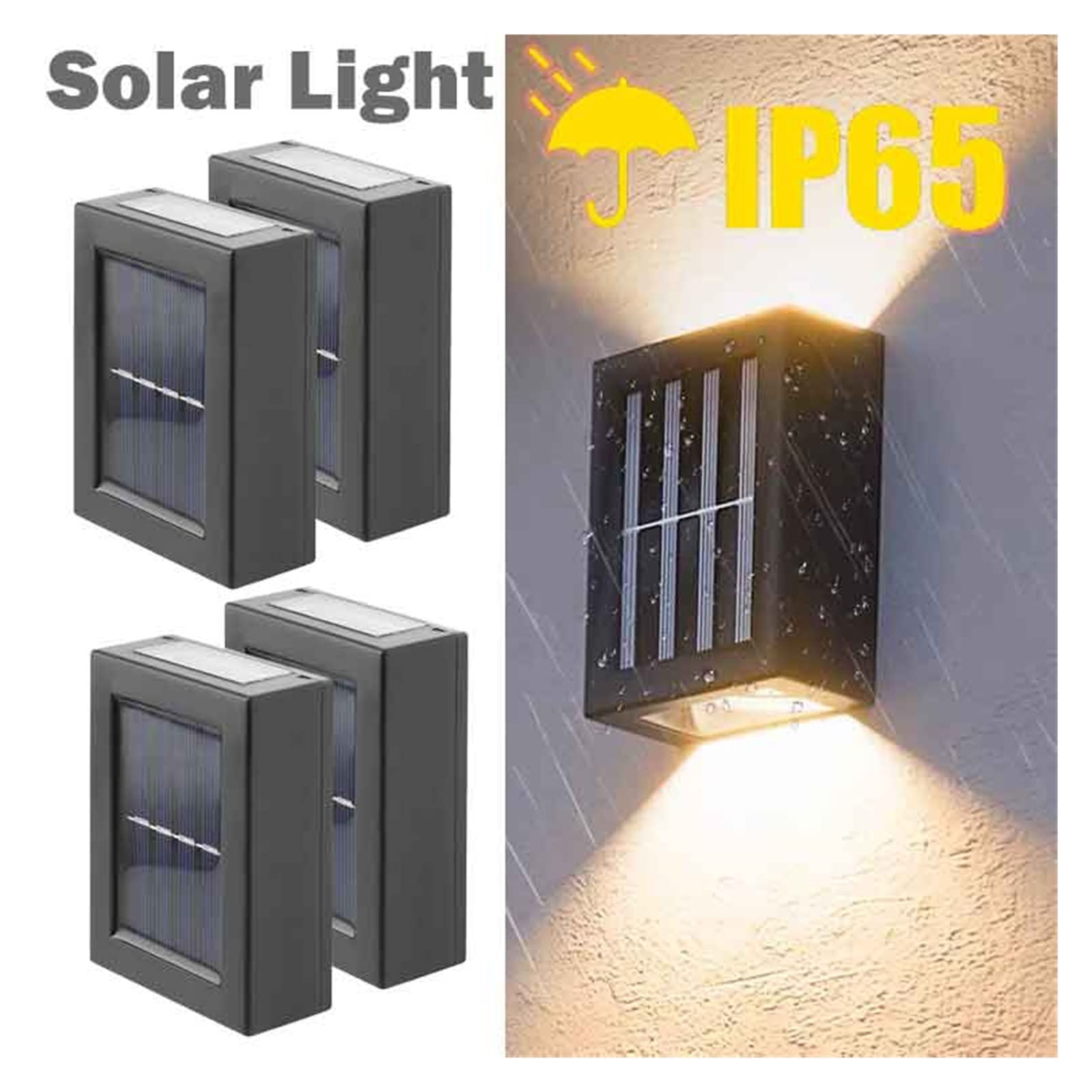 1/8/10 Uds LED Lámpara De Pared Solar Exterior Impermeable Arriba Y Abajo Iluminación Decoración Jardín Luces Solares Cerca Escaleras Luz Sensor De Movimiento(10Pcs Warm Lamp)