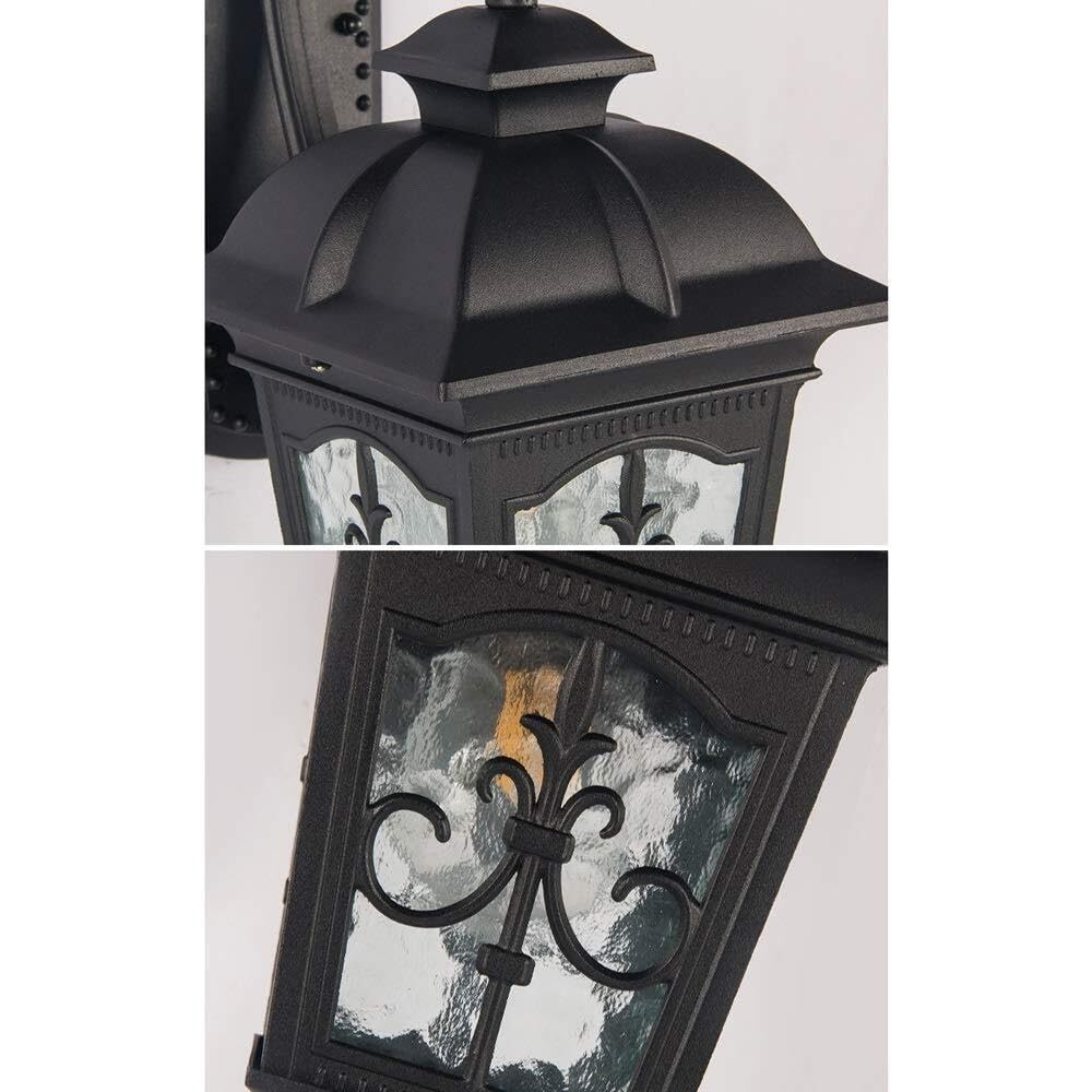 Lampa Ogrodowa,Lampy Europejska Zewnętrzna Lampa Ścienna Aluminiowa Lampa Ścienna Latarnia Vintage Wodoodporny Szklany Klosz Kinkiet Ścienny Do Willi Balkon Oprawa Ogrodowa(Black,H 56CM)
