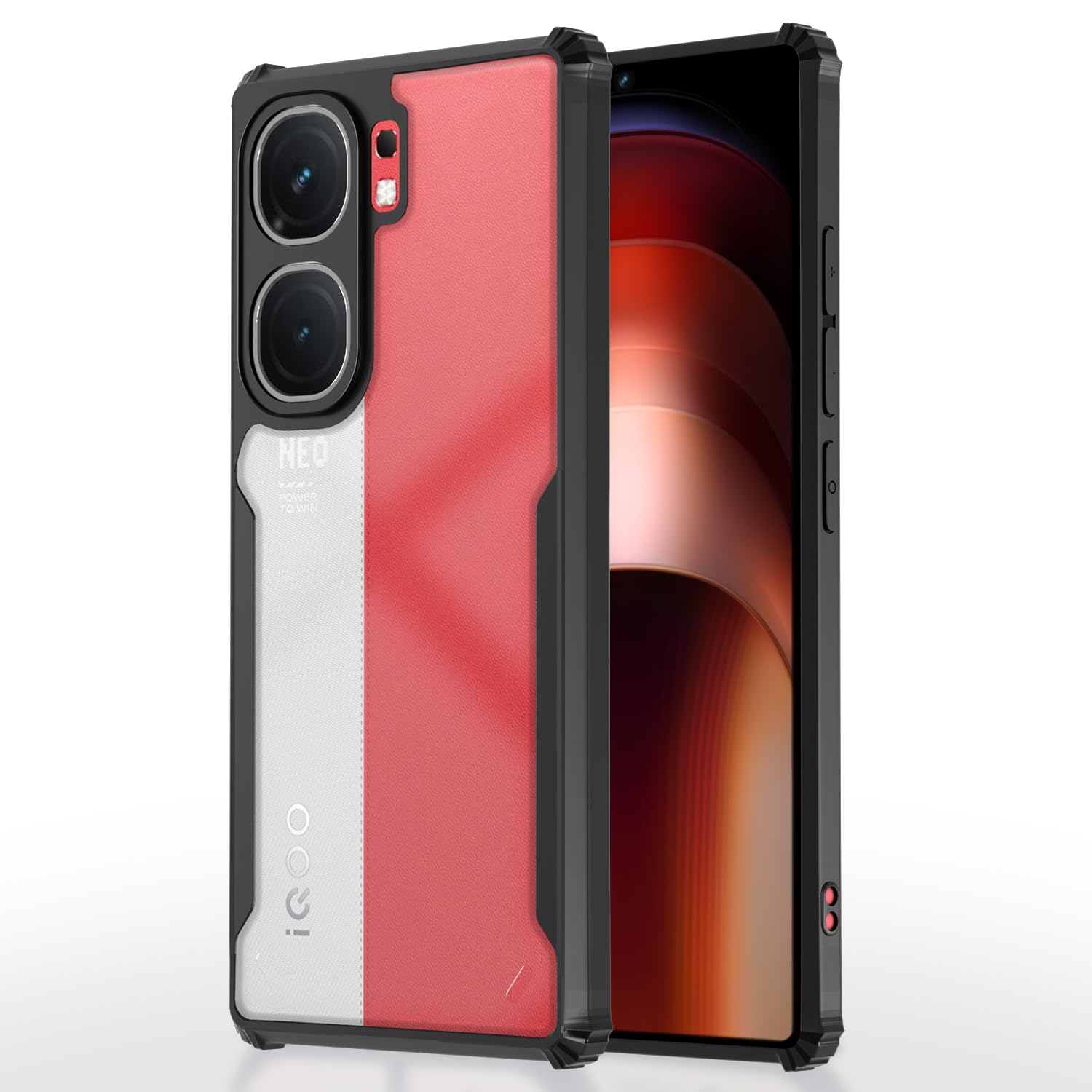 Amazon Basics Back Cover for iQOO Neo 9 Pro 5G | Crystal Clear Transparent Back | Ultra Hyrbid | Full Camera Protection | Raised Edge | Bumper Cover (Black)