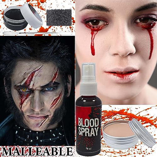 Kit de maquiagem de 5 peças de cera para cicatrizes de Halloween para efeitos especiais, SFX, spray