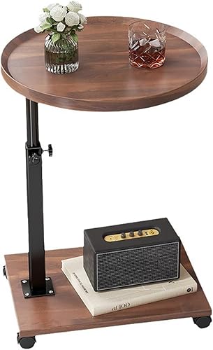 Mesa auxiliar ajustable en forma de C, mesa auxiliar con ruedas para sofá, mesa giratoria de 360 para sala de estar, dormitorio, estudio y espacios