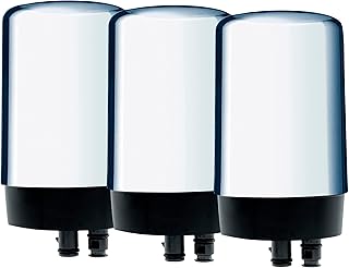 Faucet Filter Replacement, Compatible With Brita 36311 Brita 42618 On Tap Faucet Water Filtration System Replacement Filter, Brita FR-200, FF-100 Replacement Filters for Faucets, Reduces Lead, BPA Free, (Chrome), 3-Pack
