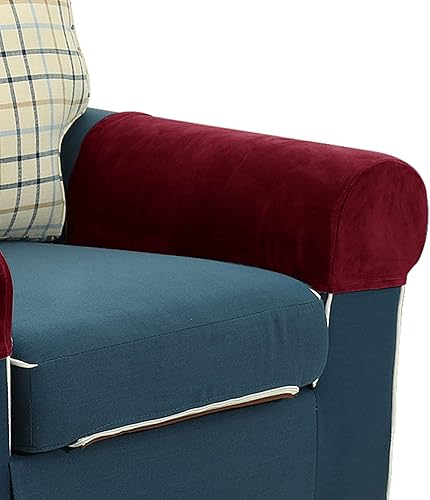 Miniatura 10 de XMNTG Juego de 2 fundas elásticas negras para reposabrazos de terciopelo suave, fundas para reposabrazos lavables y antimanchas, fundas protectoras