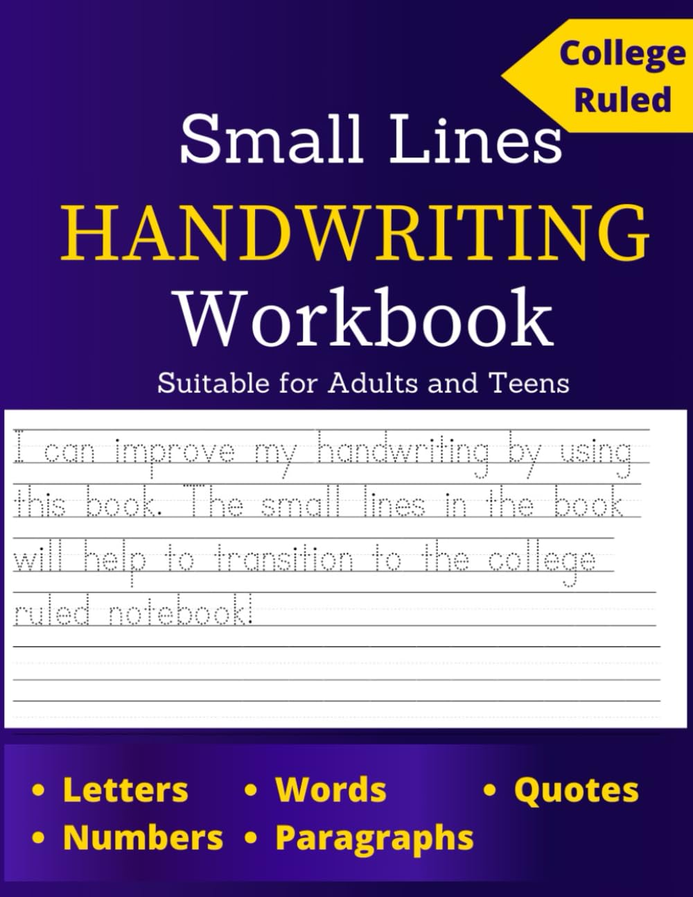 Small Lines Handwriting Workbook Suitable for Adults and Teens: Improve ...