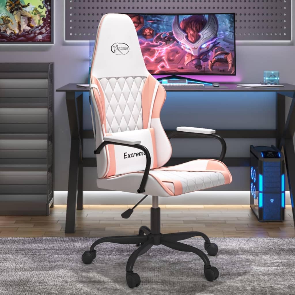 Silla Gaming Cuero sintético Blanco y Rosa,Sillas gaming-3143784