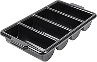 Restaurantware 22x14x3.5 Inch 4-Compartment Silverware Organizer - Crack-Resistant Black Plastic Cutlery Tray with Handles for Kitchen Drawer