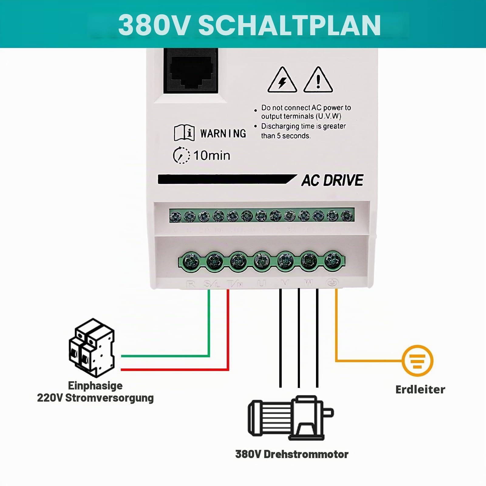 Frequenzumrichter 2,2KW Variateur de Fréquence Einphasiger 220V-Eingang Dreiphasiger 380V-Ausgang CNC-Frequenzumrichter VFD Antriebsumrichter für Ventilatoren, Wasserpumpen