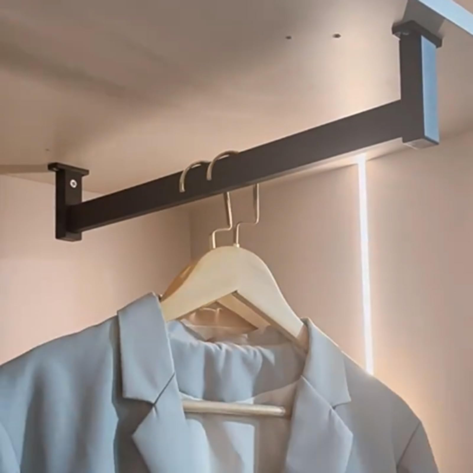 Wardrobe Clothing Hanger Bar Save Space, Cuttable Closet Clothes Cross Rod, Metal Hanging Pole for Garment, Easy to Install & Clean(50cm)