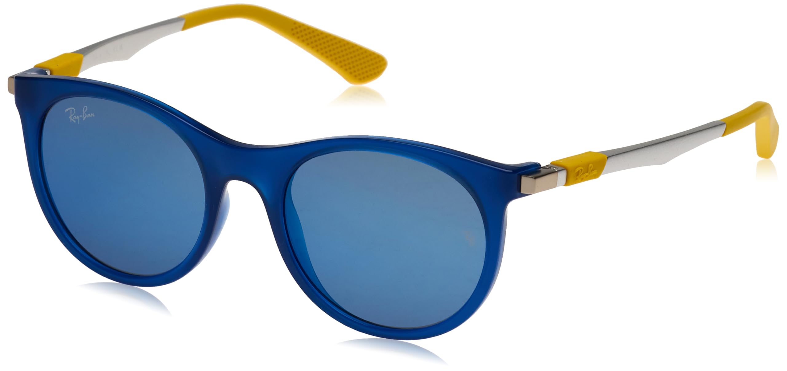 

                                                    Ray-Ban RJ9082S Round Sunglasses, Blue/Blue Mirror
