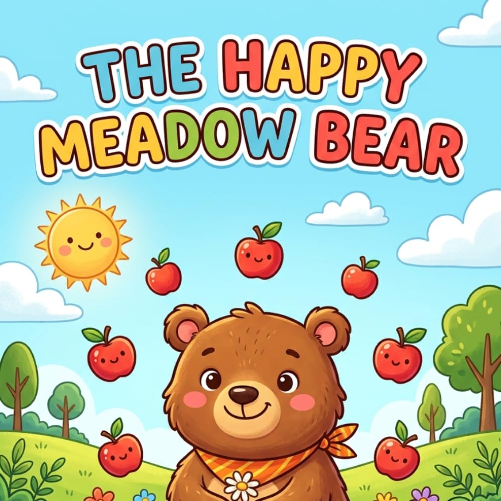 The Happy Meadow Bear: A Cute and Easy Coloring Book for Kids, Simple Illustrations of Bears, Flowers, and Meadow Friends for Toddlers and Preschoolers.