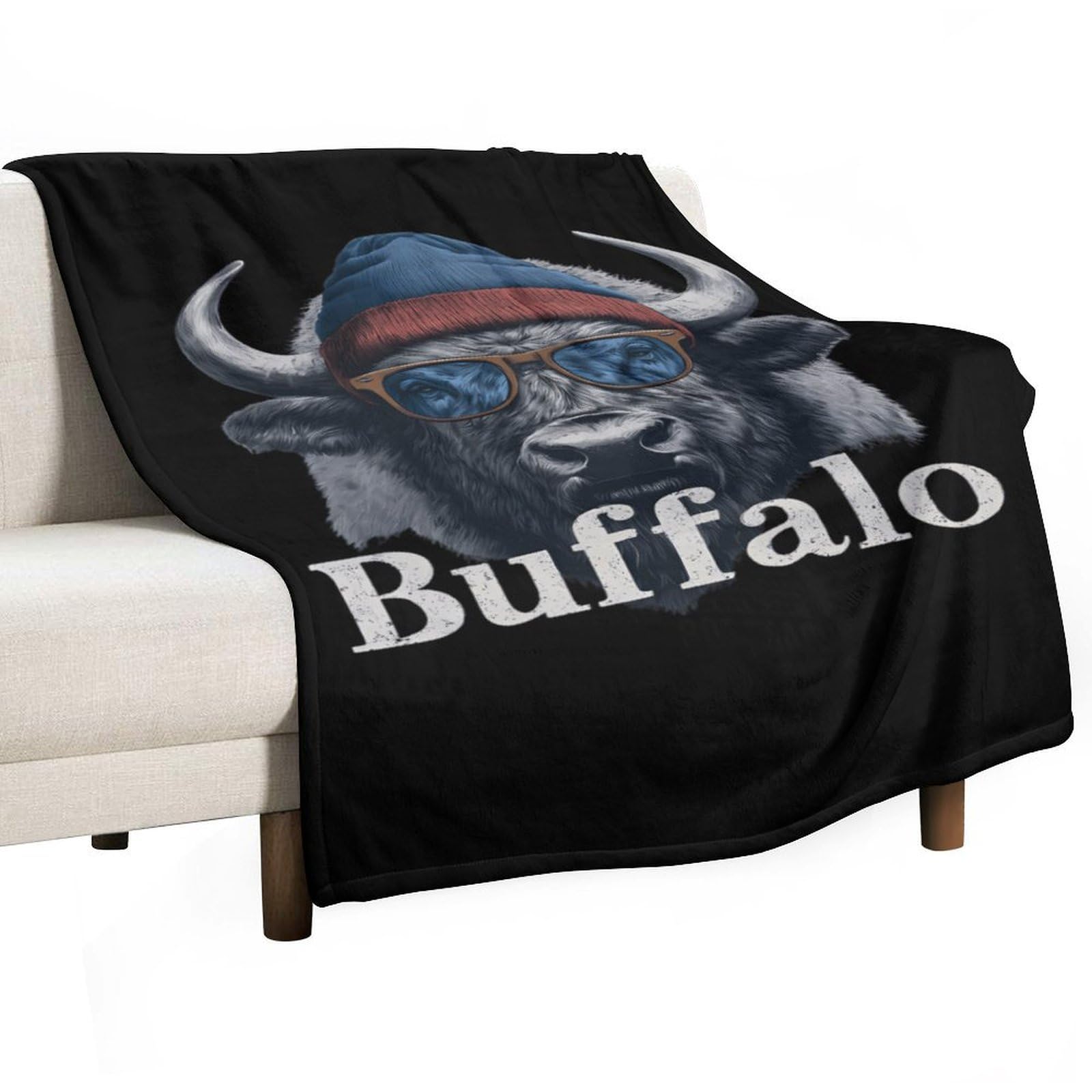 Cgsbngha Style Buffalo Mascot Flannel Fleece Blanket Lightweight Soft Throw Blankets For Sofa Couch Bed Chair
