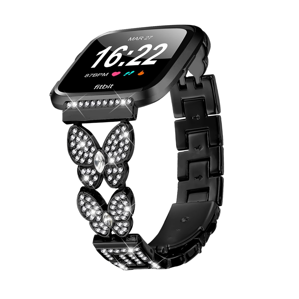 Gimuk Strap Compatible with Fitbit Versa 2 Strap for Women, Metal Bling Glitter Diamonds Rhinestones Jewelry Wristband Replacement Bracelet Band for Fitbit Versa 2/Versa/Versa Lite (Rose Gold)