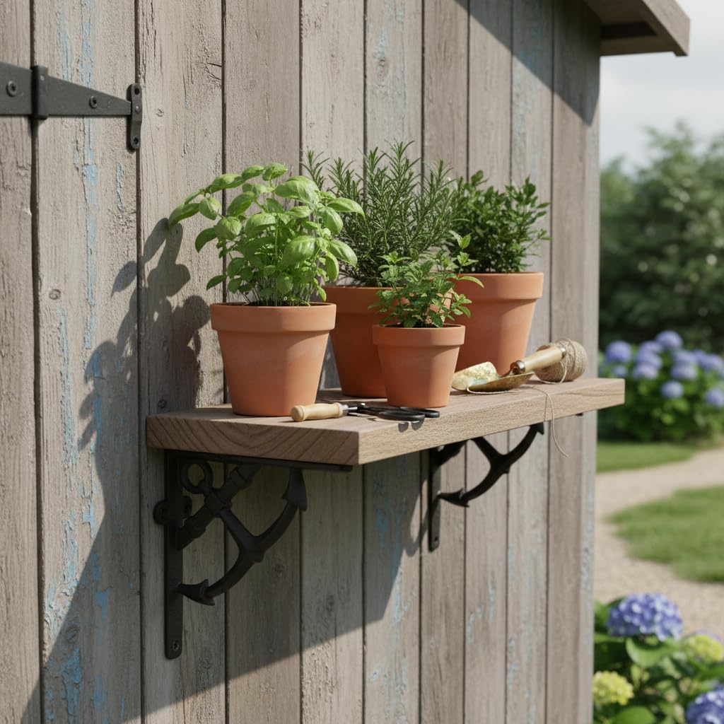 Comfy Hour Antique Rustic Cast Iron Decorative Shelf Bracket, Vintage Arrow Design Wall Mount Corner Brace, Heavy Duty Farmhouse Support Bracket