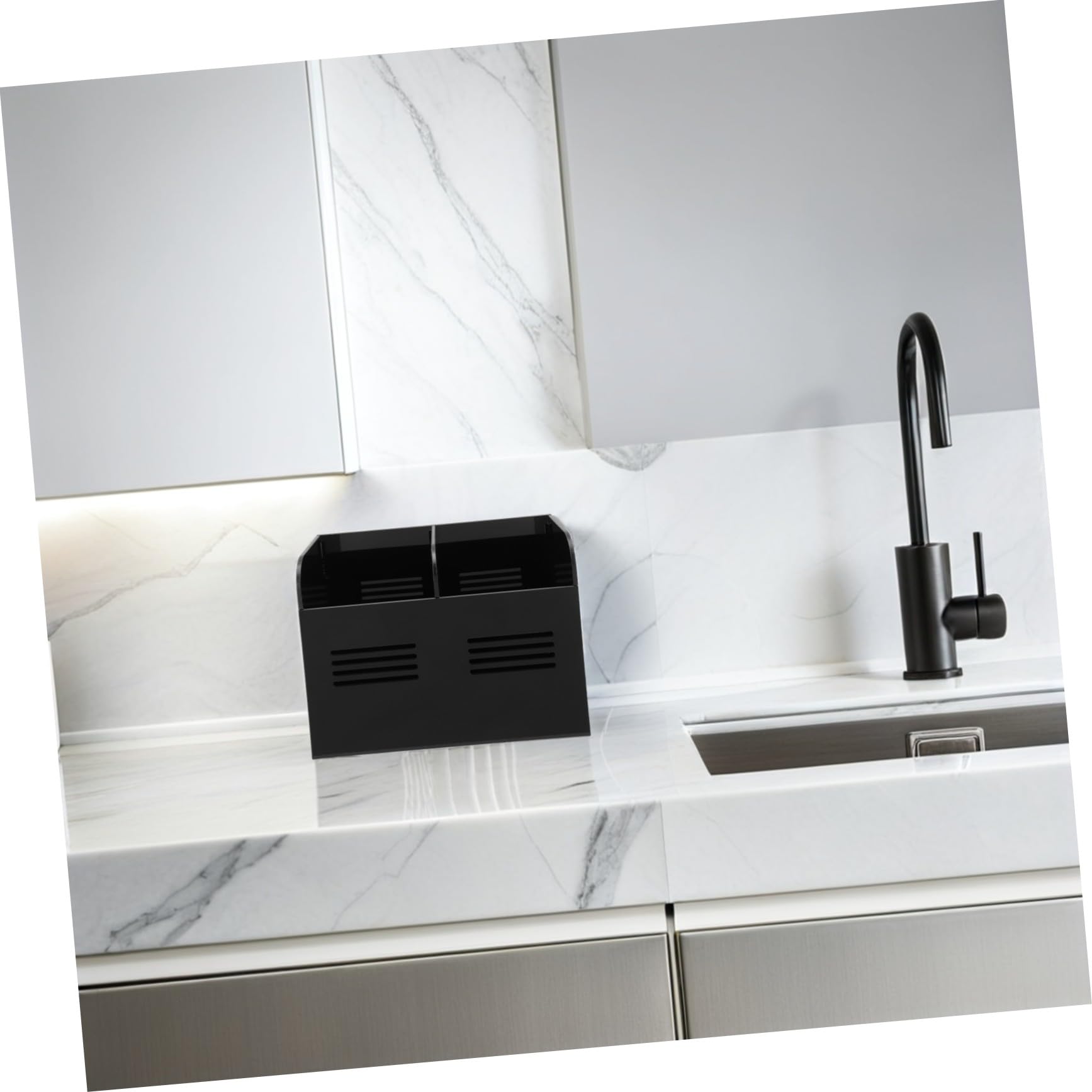 Cabilock Schwarzer Acryl Küchenstrohbehälter für Strohhalme und Trinkhalme | Offenes Design für Schrank und Café, Kompakte Form, Leicht zu Reinigen