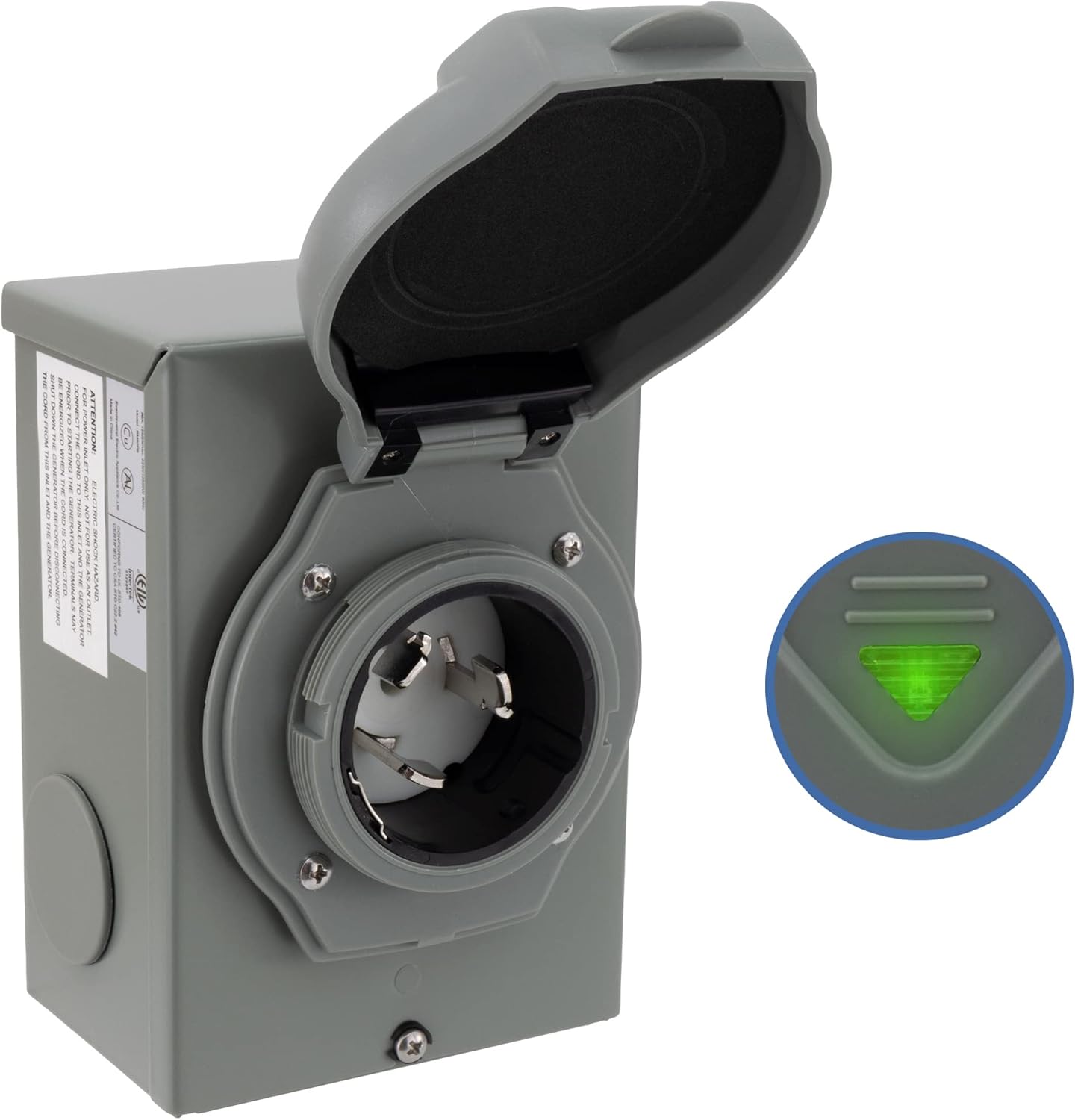 RecPro RV 50 Amp Generator Power Inlet Box for 3 Prong